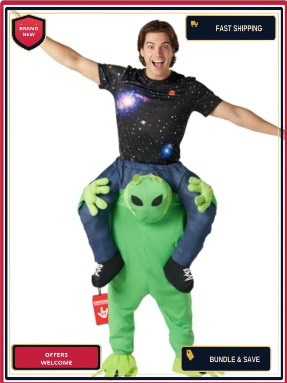 Alien Piggyback Costume Self Stuff Adult One Size Fits Most Halloween